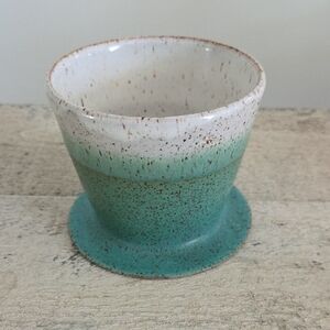 Hand Crafted Pottery Ceramic Pour Over Coffee Cone. Green & White